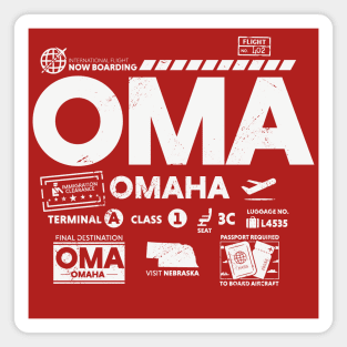 Vintage Omaha OMA Airport Code Travel Day Retro Travel Tag Nebraska Magnet